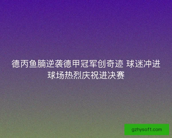 德丙鱼腩逆袭德甲冠军创奇迹 球迷冲进球场热烈庆祝进决赛